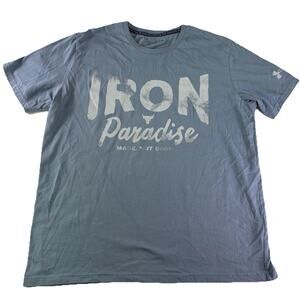 Under Armour Project Rock Mens Sz XLIron Paradise Short Sleeve Blue T-Shirt